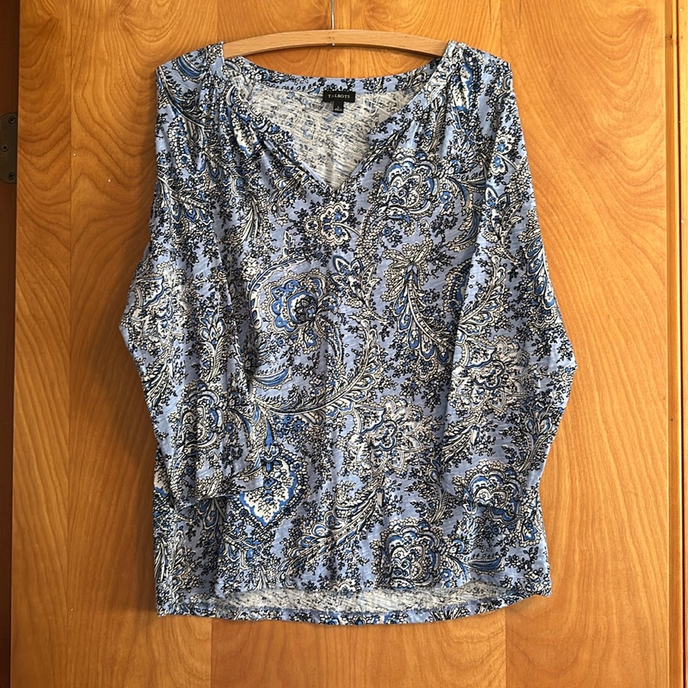 Talbots Women’s 100% Cotton Long Sleeve Shirt, Size Large, Made in Indonesia